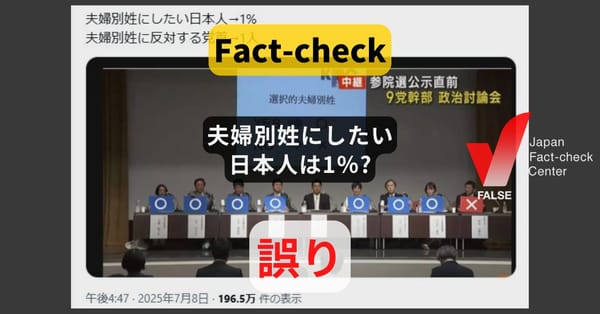 夫婦別姓にしたい日本人は1％? 複数調査結果と矛盾【#参院選ファクトチェック】